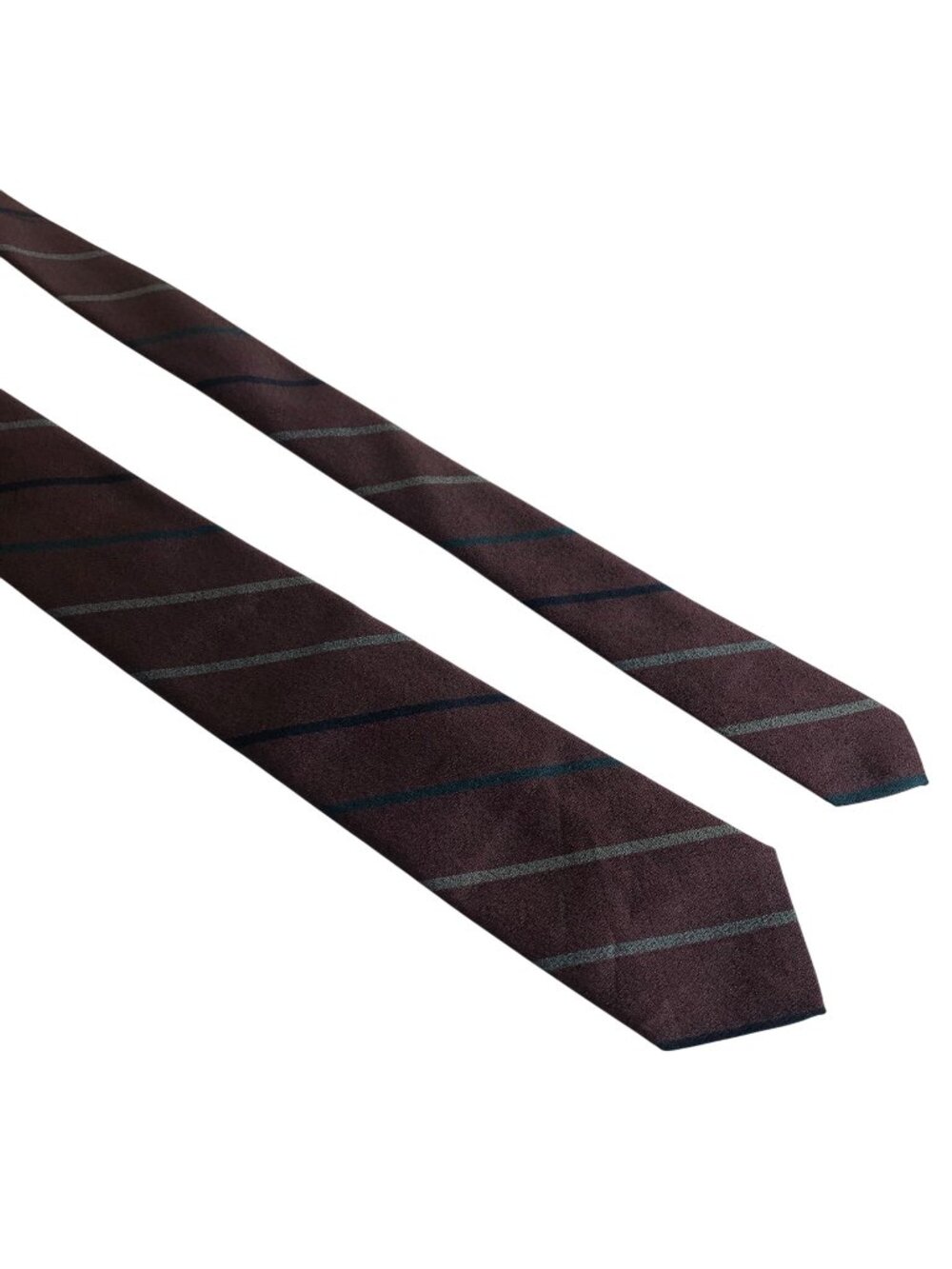 DJs Silk Blend Tie Brown Striped Green Gray Mens Necktie Vintage Office Dad Gift